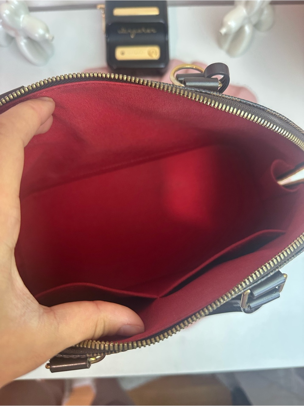 Louis Vuitton Brown Checkered Satchel with Gold Hardware - Picture 11 of 12